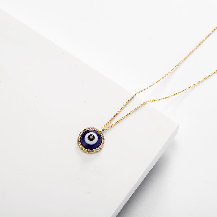 dark blue evil eye chain thin necklace