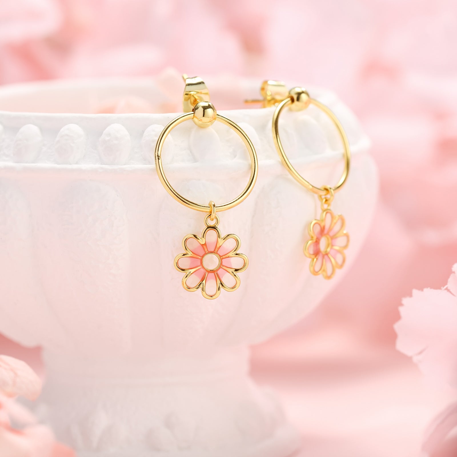 sakura gold earrings