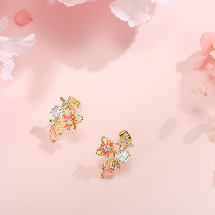 sakura gold earrings