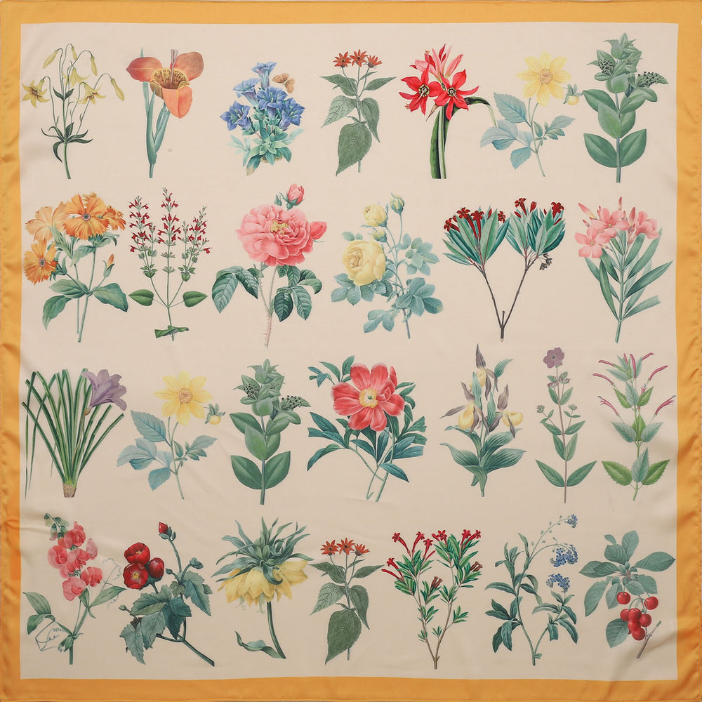 Selenichast Flower Illustration Silk Scarf