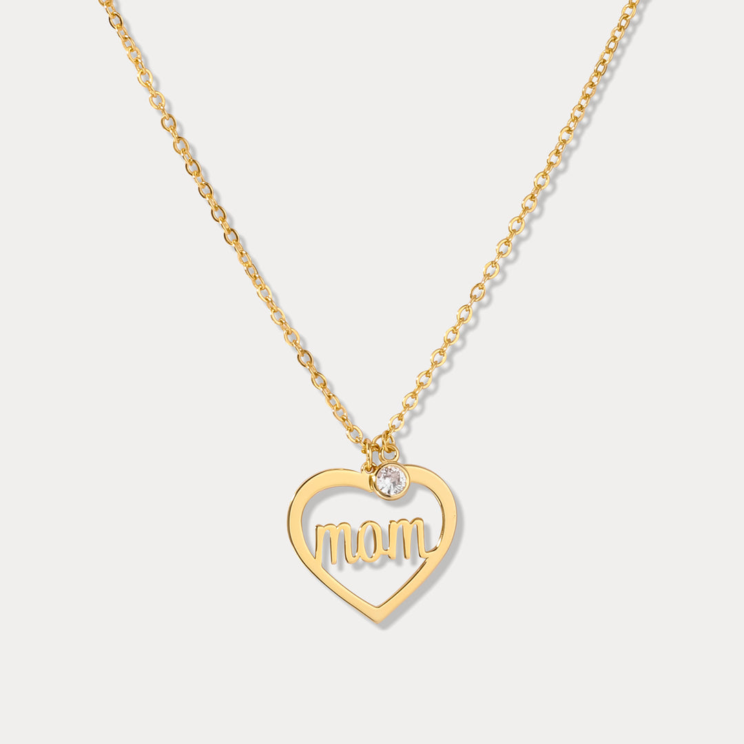 Selenichast single diamond love mom necklace