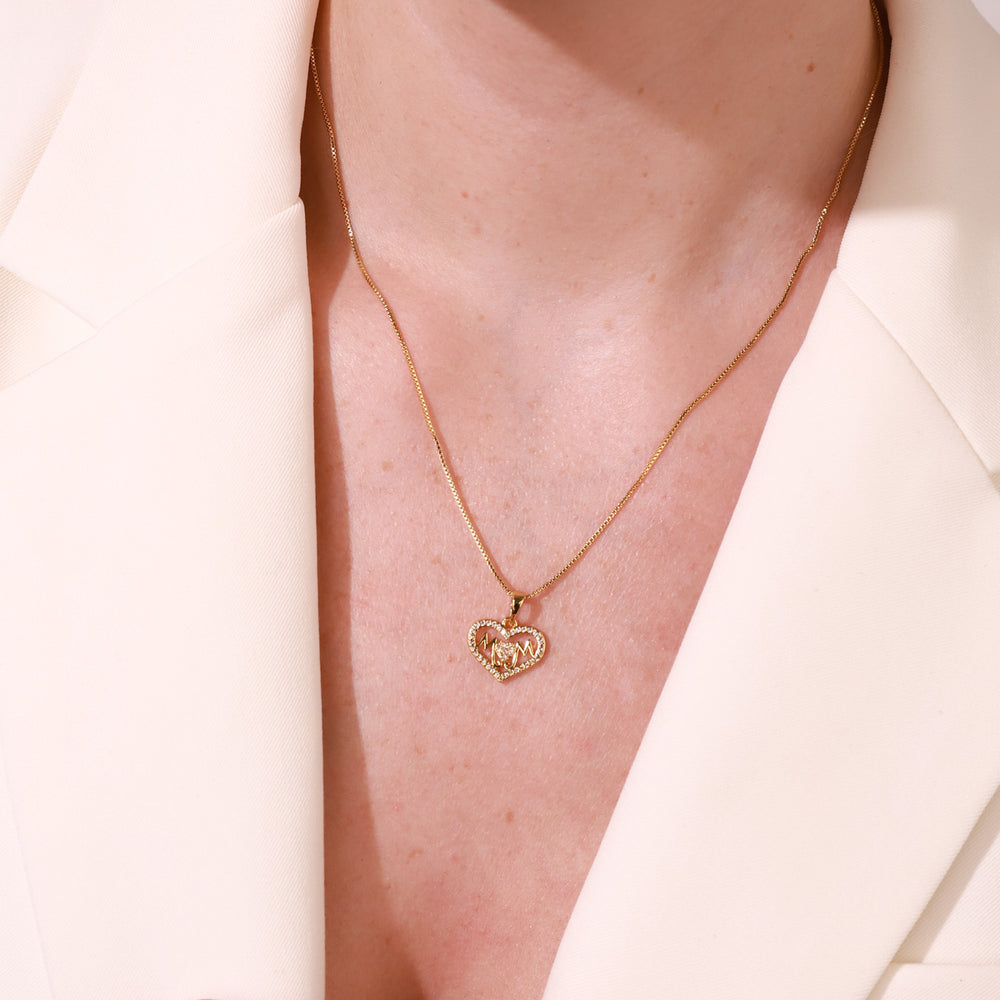 Diamond Mom Love Gold Pendent Necklace