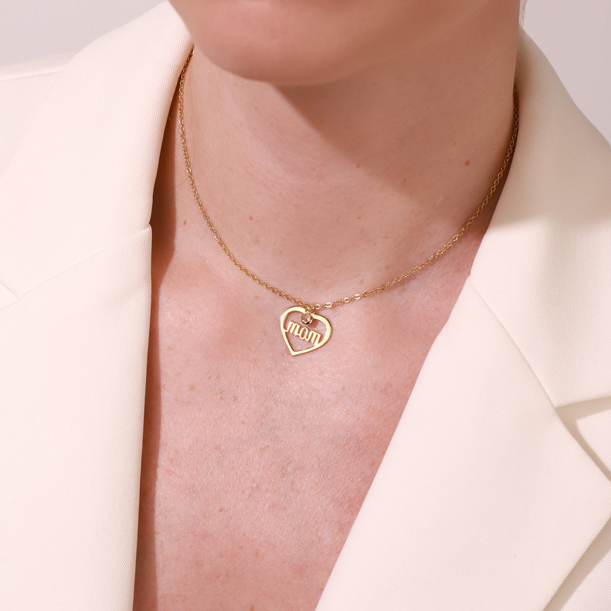 Single Diamond Love Mom Chain Necklace