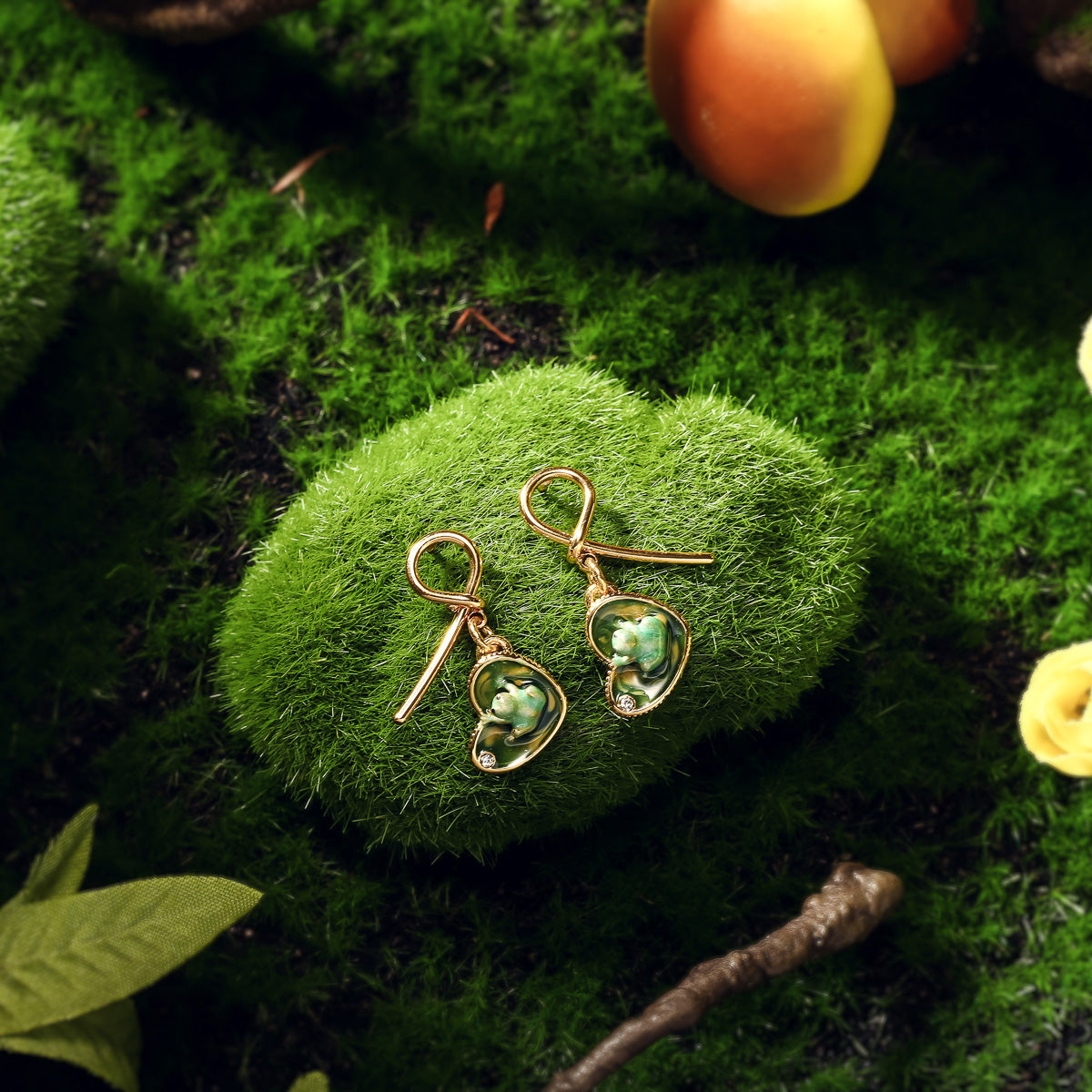diamond frog earrings
