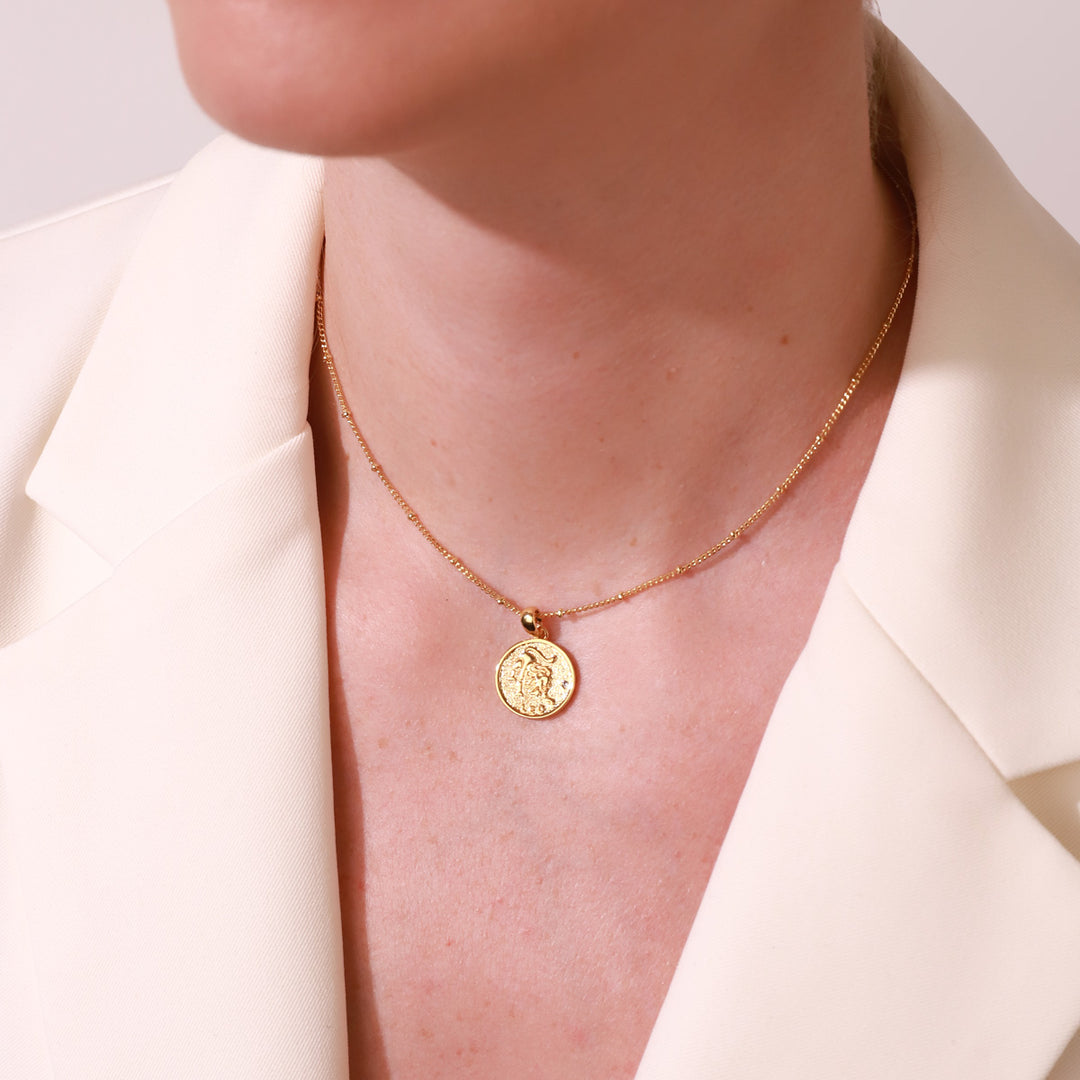 Leo Constellation Gold Coin Pendant Necklace