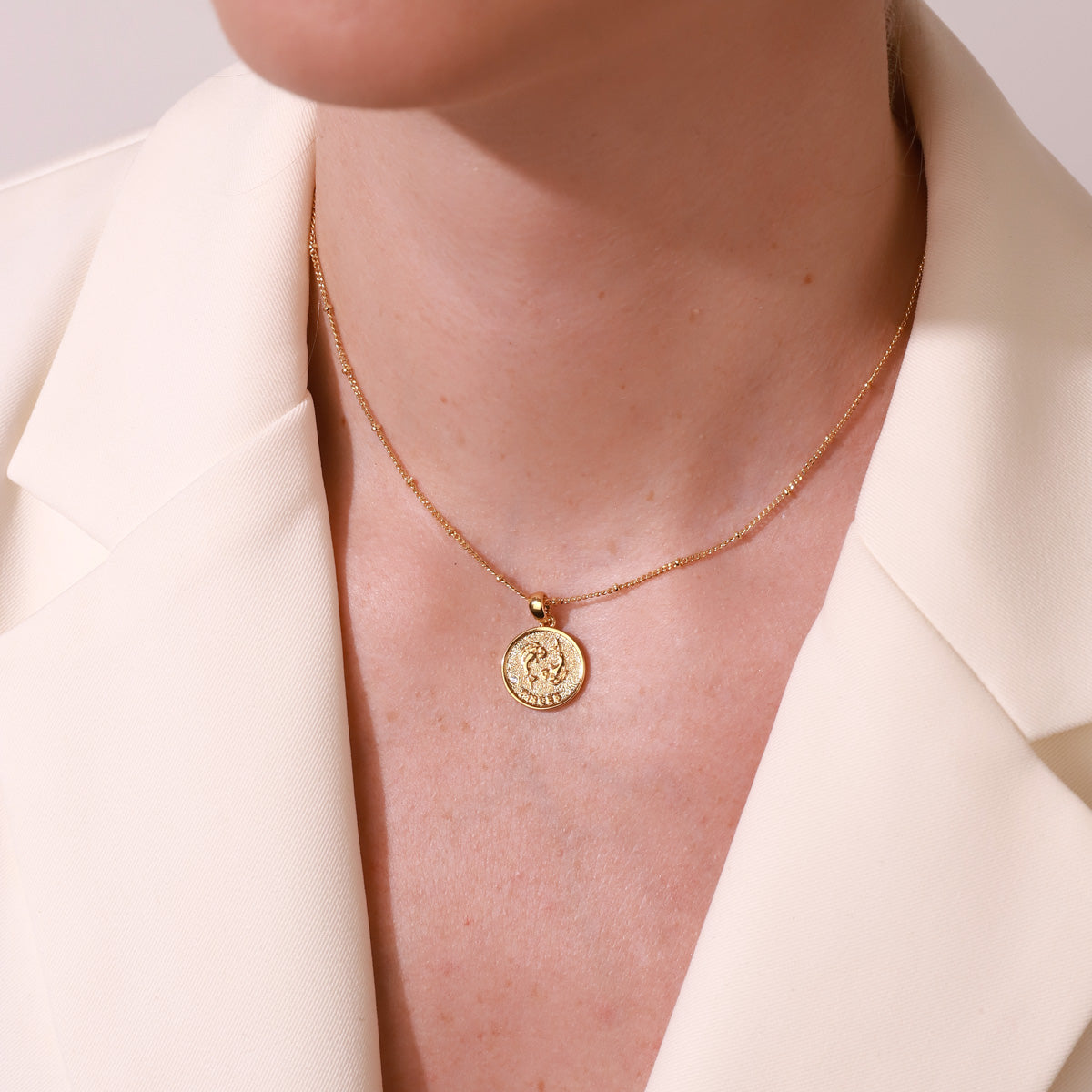 Pisces Constellation Gold Coin Pendant Necklace