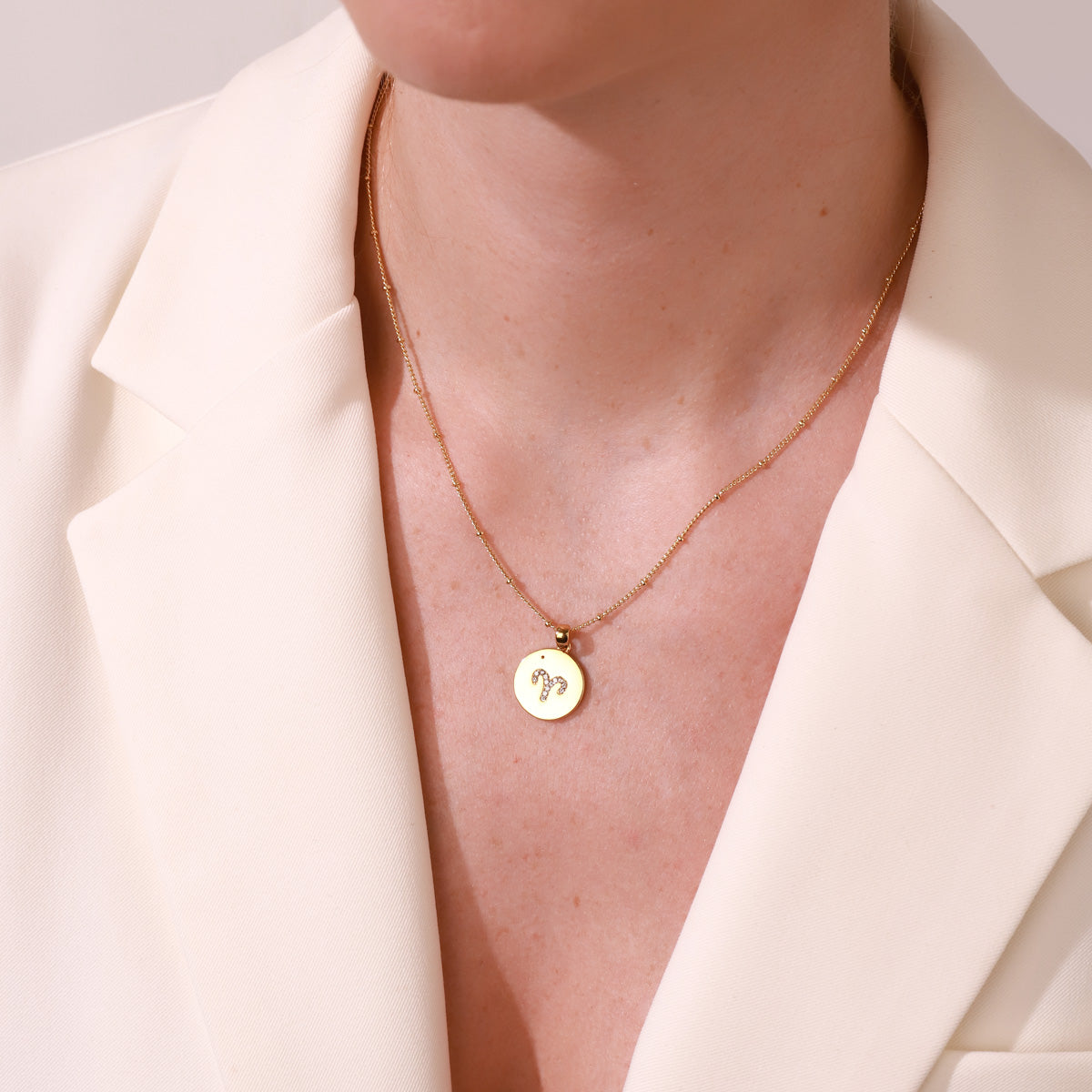 Aries Constellation Gold Coin Pendant Necklace