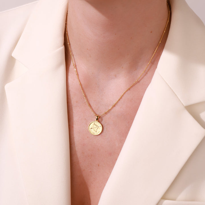 Sagittarius Constellation Gold Coin Pendant Necklace