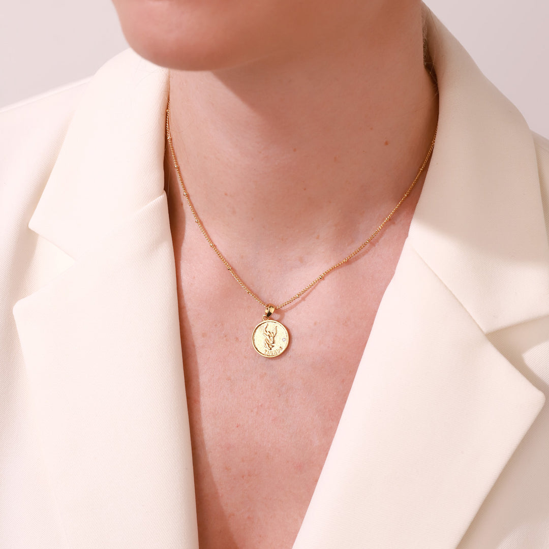 Taurus Constellation Gold Coin Pendant Necklace