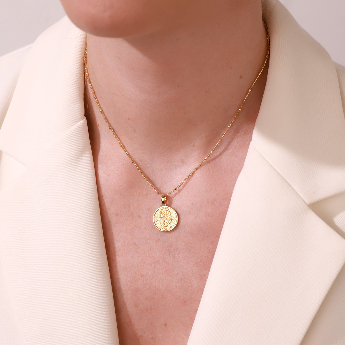 Virgo Constellation Gold Coin Pendant Necklace