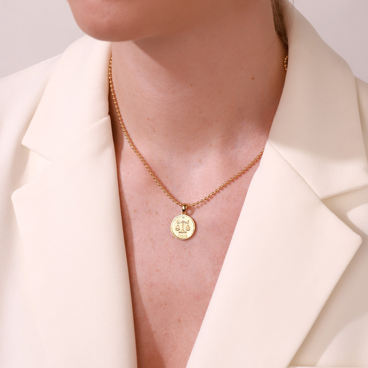 Libra Constellation Coin Pendant Chain Necklace