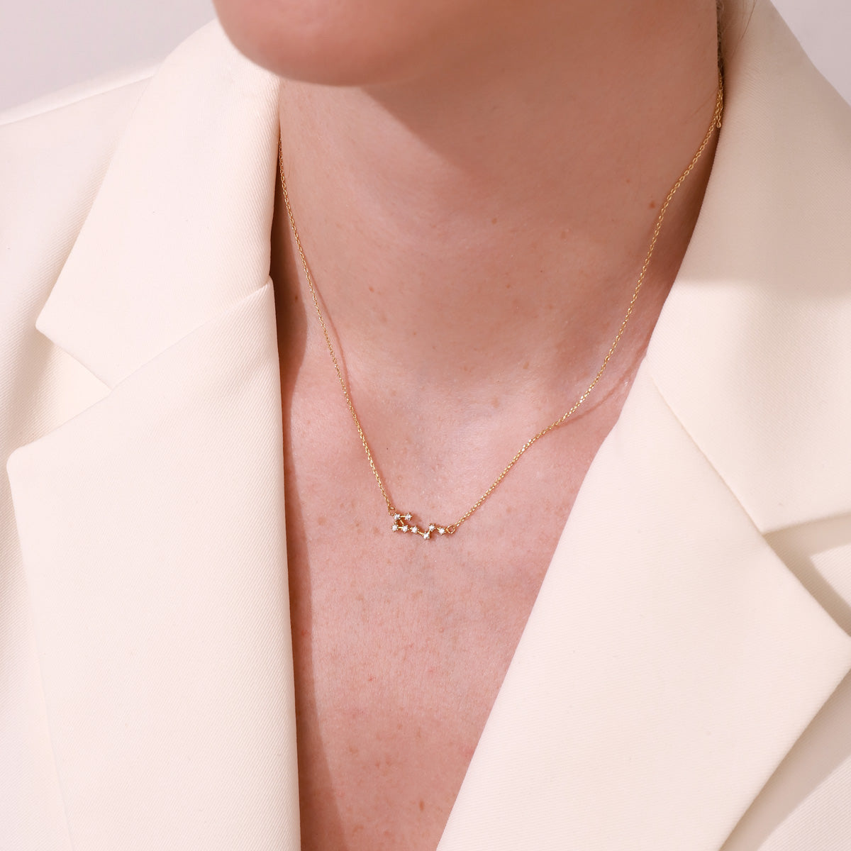 Scorpio Constellation Diamond Pendant Gold Necklace
