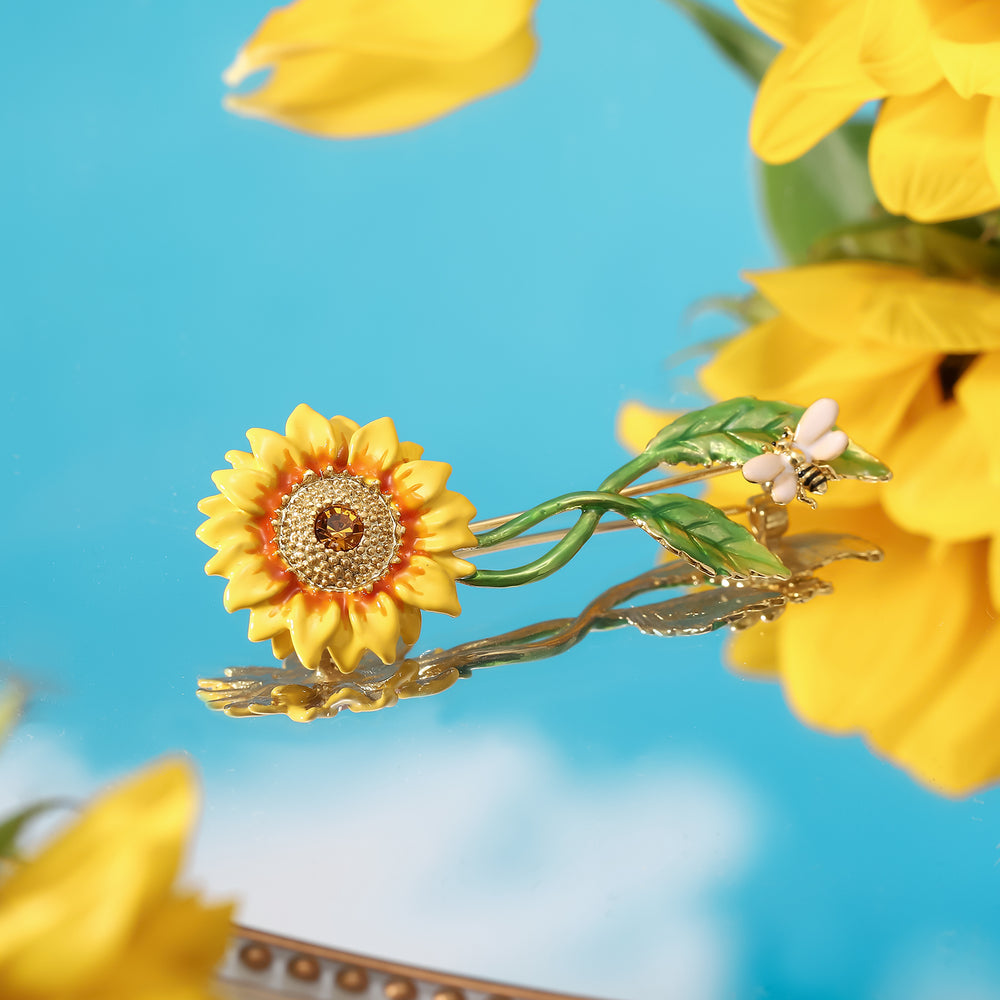 Selenichast Sunflower & Bee Brooch