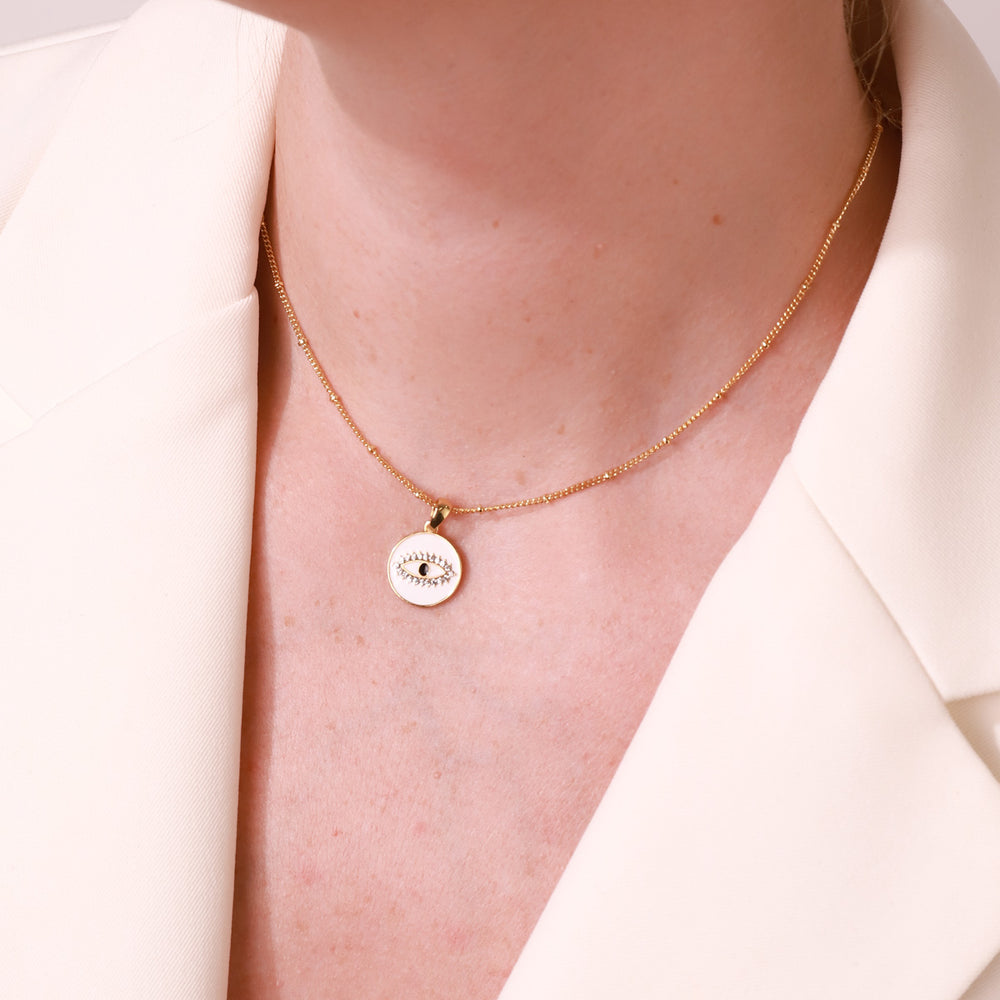 white eye diamond chain gold necklace