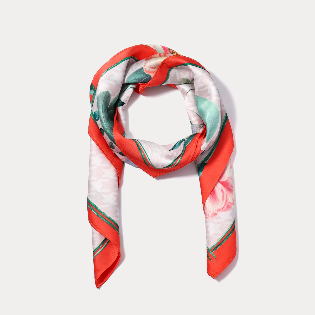 Blooming Houndstooth Neck Silk Scarf
