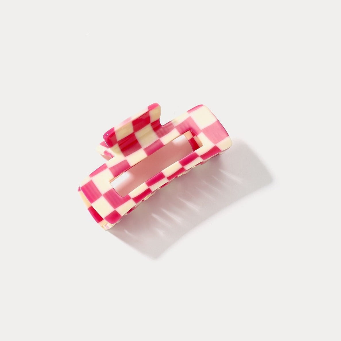 Pink Checkered Claw Clips