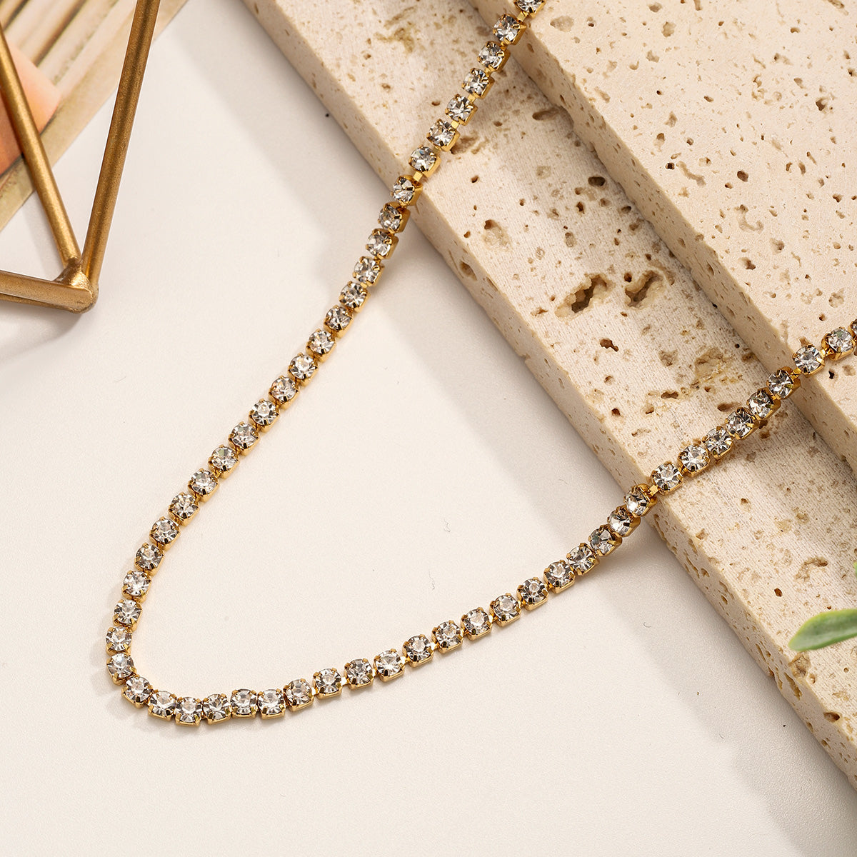 diamond link chain brass necklace