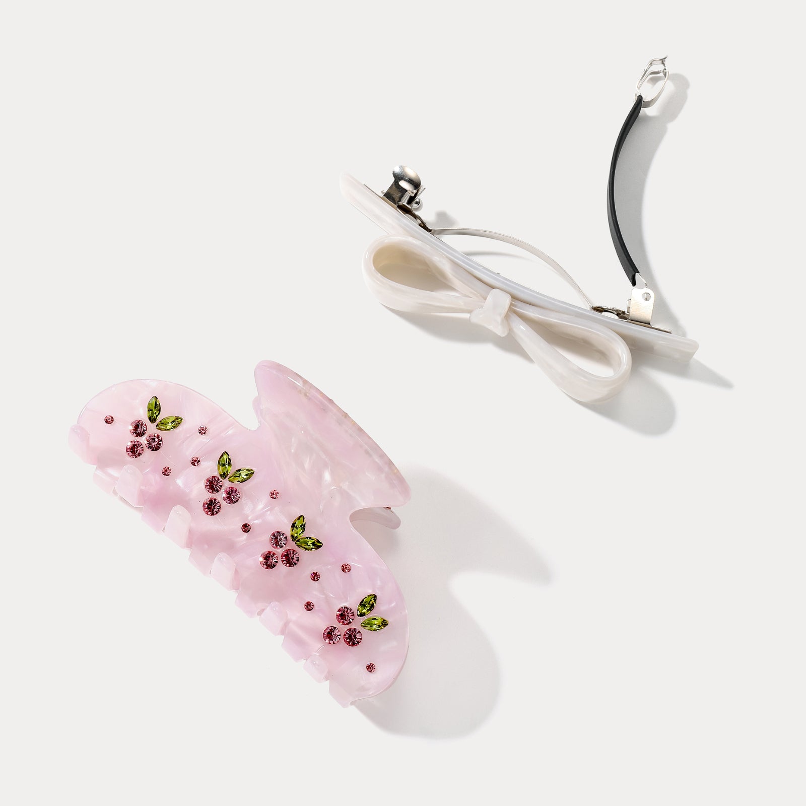 Pink Grape & Bow Tie Claw Clips