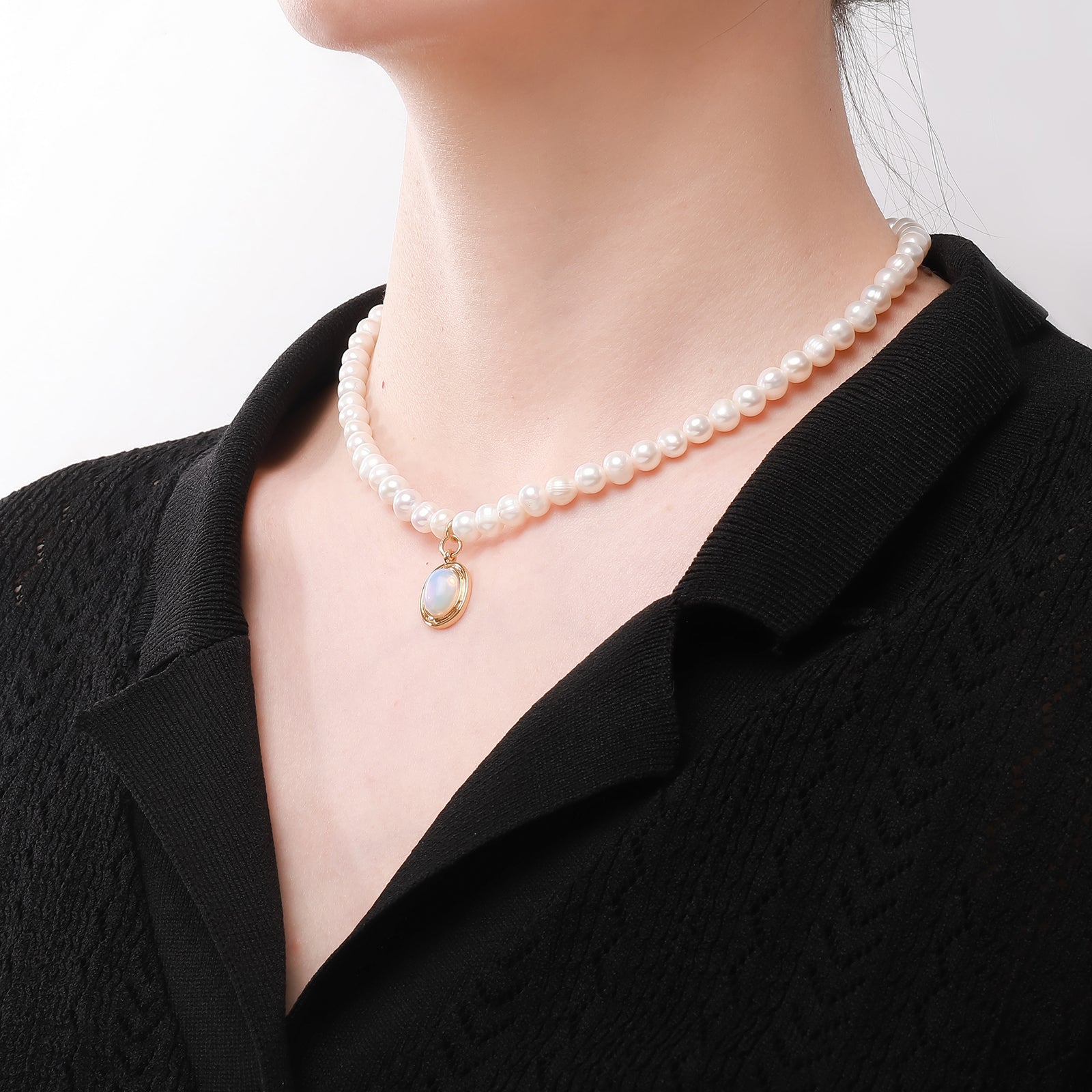 Moonstone Pearl Dainty Necklace