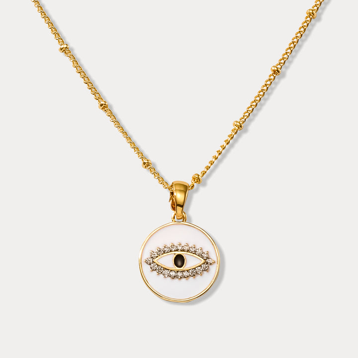 Selenichast white eye diamond chain necklace