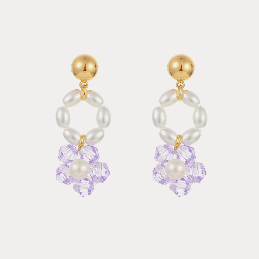 Lavender Stud Dangle Earrings