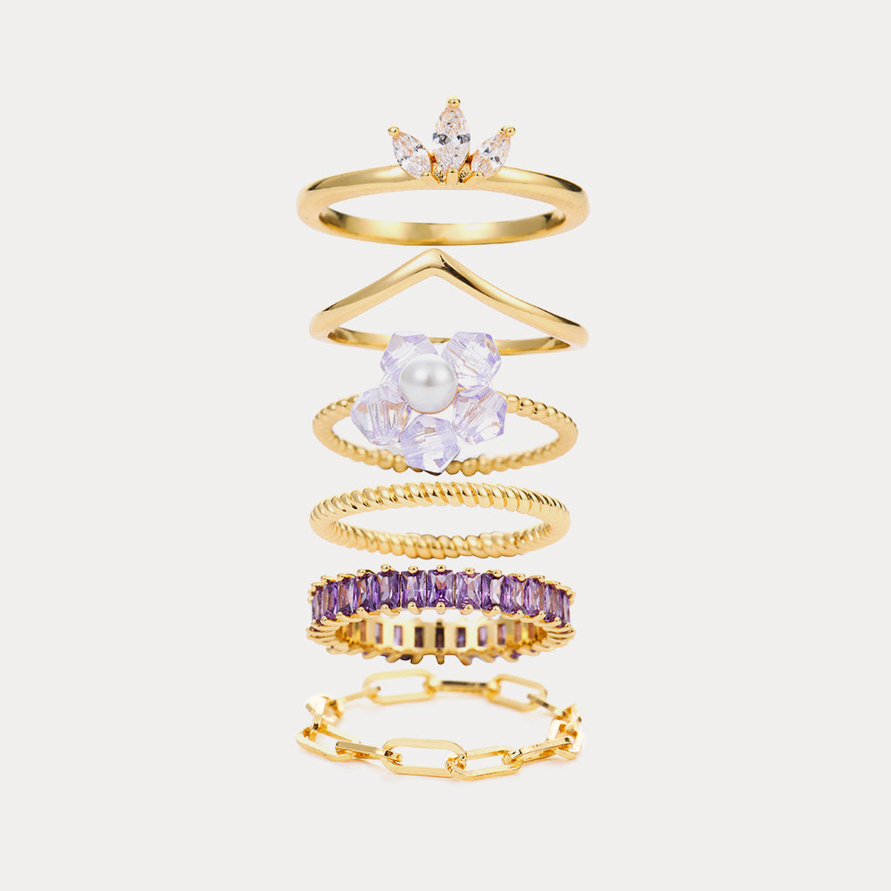 lavender diamond rings set