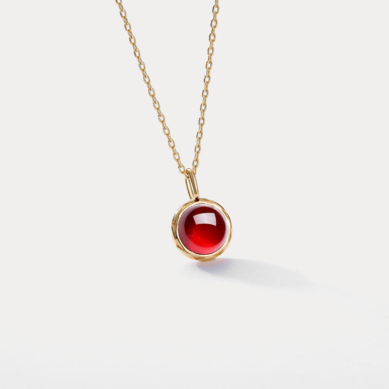 Round Natural Garnet Chain Necklace