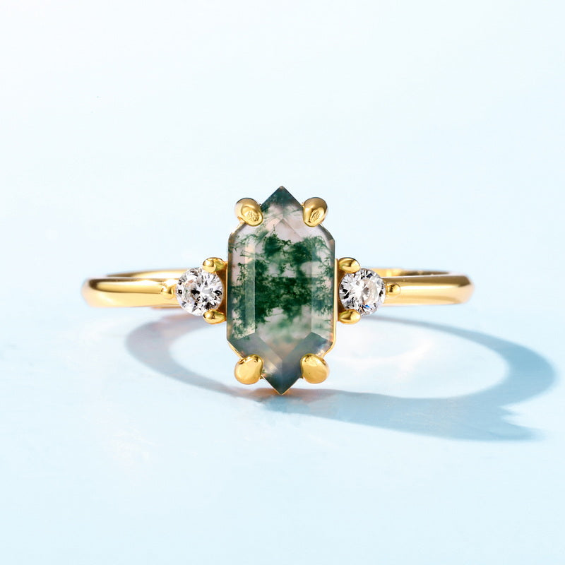 Waterweed Agate Diamond Ring