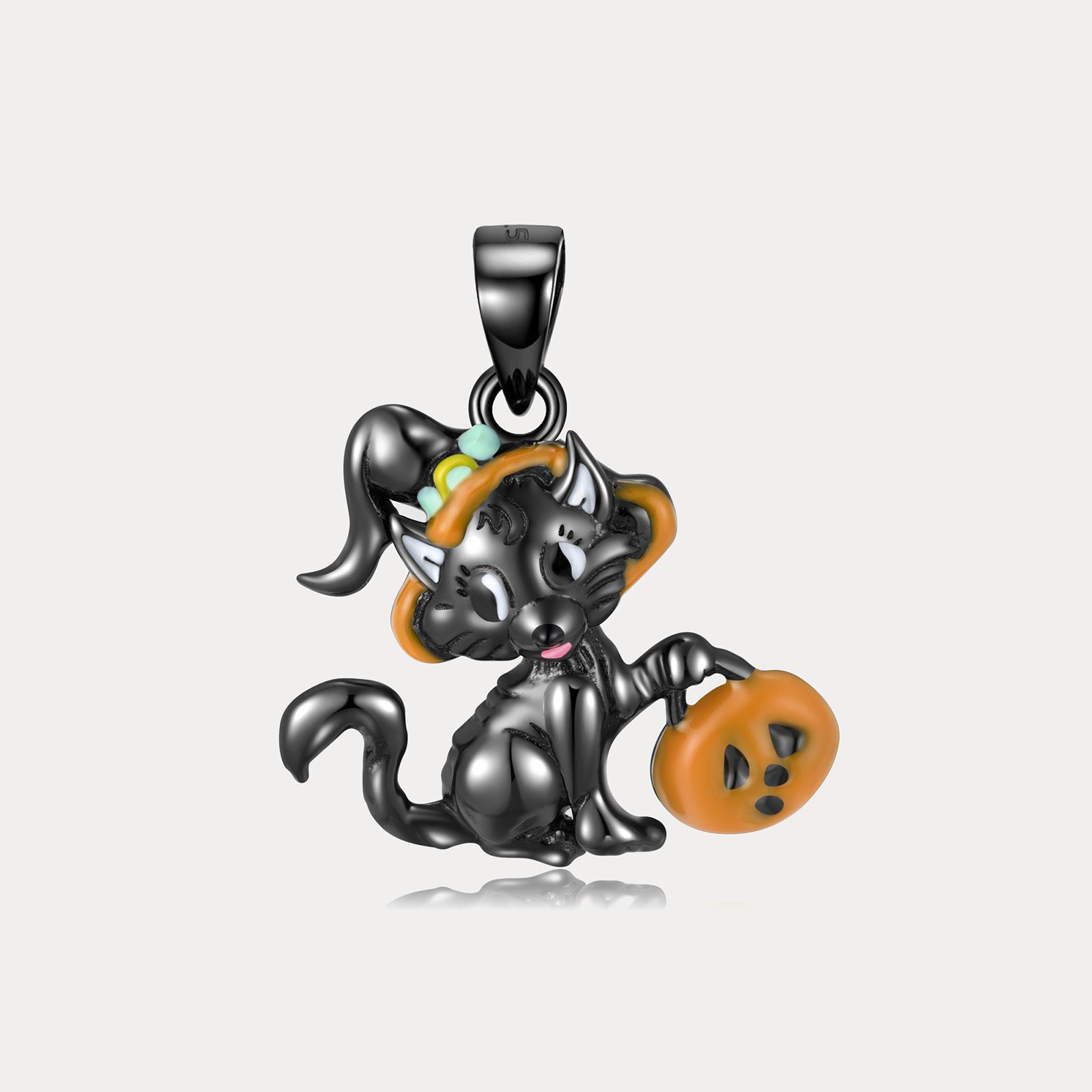Black Cat Halloween Pendant Necklace