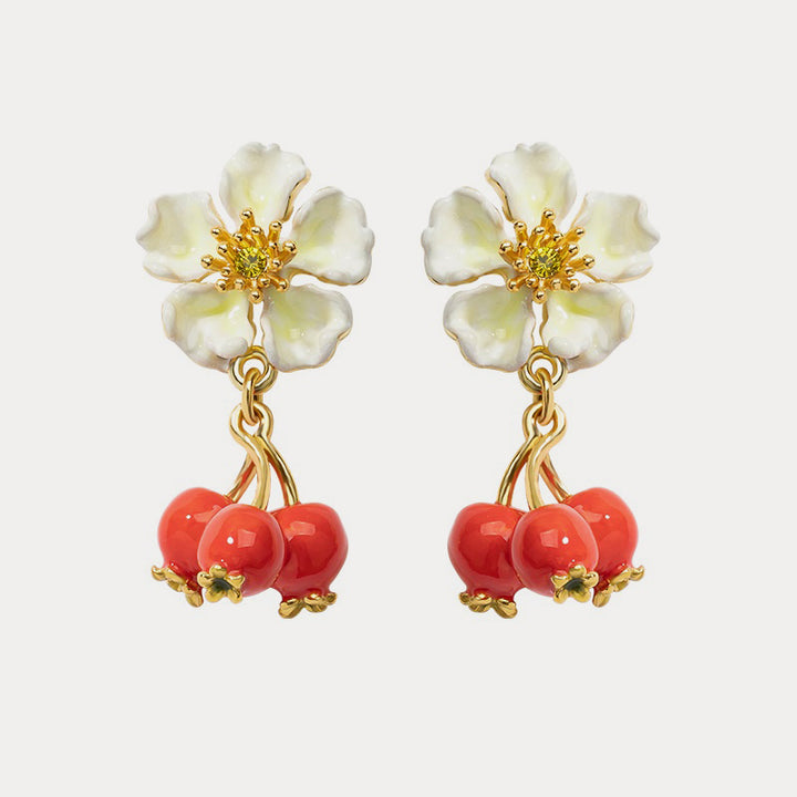Selenichast cranberry flower earrings