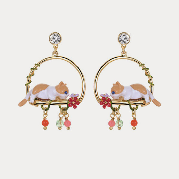 Orange Cat Earrings
