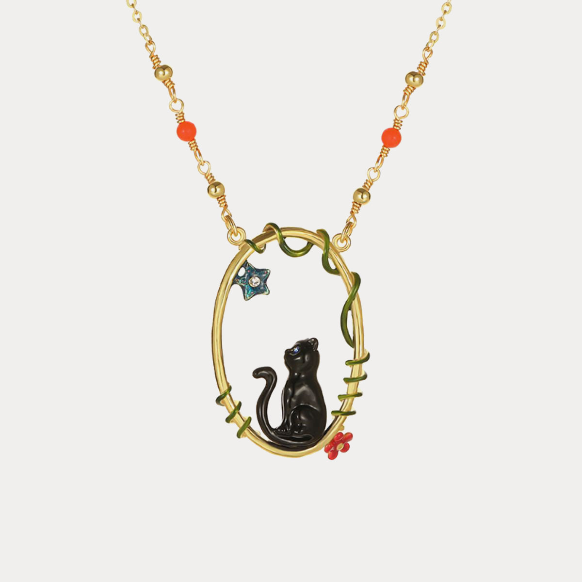 Selenichast black cat necklace