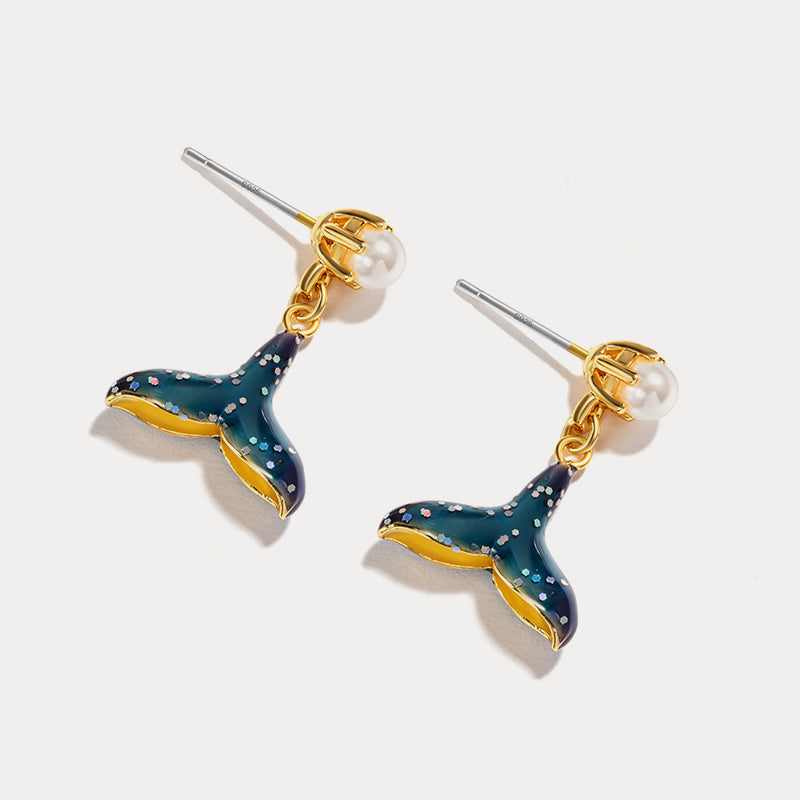 mermaid tail gold earrings