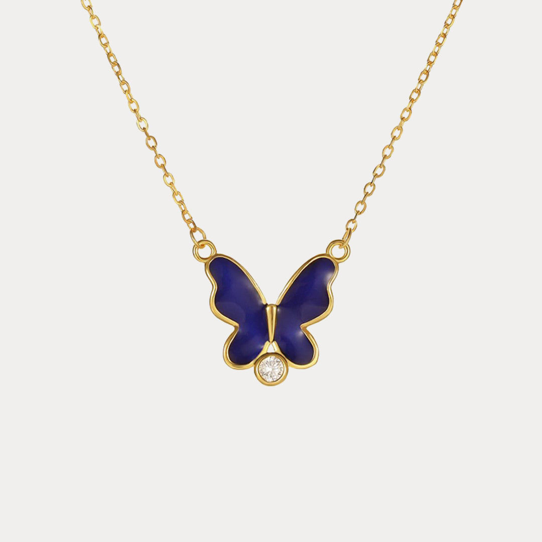 Selenichast thermochromic butterfly enamel necklace