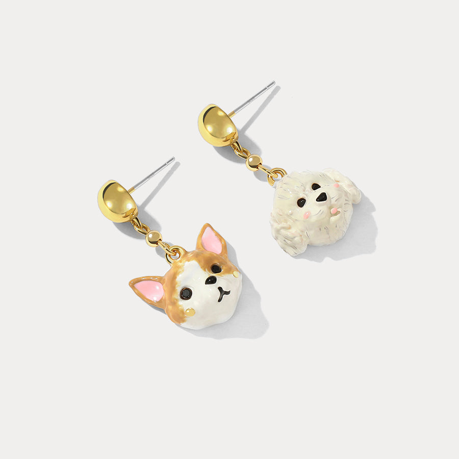 Puppy&Kitten Enamel Earrings