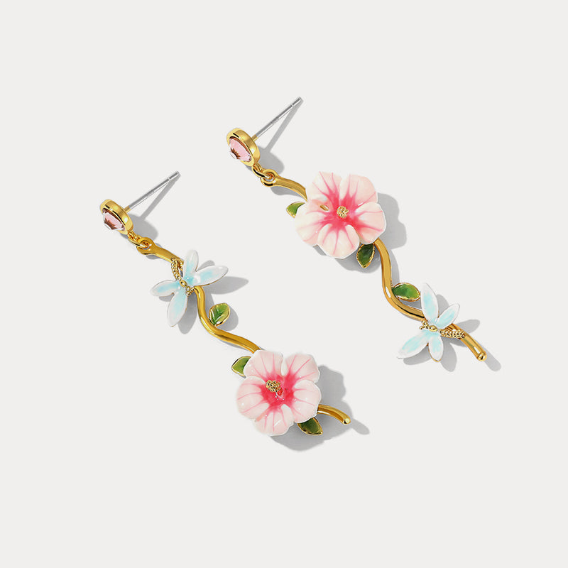 hibiscus silver earrings