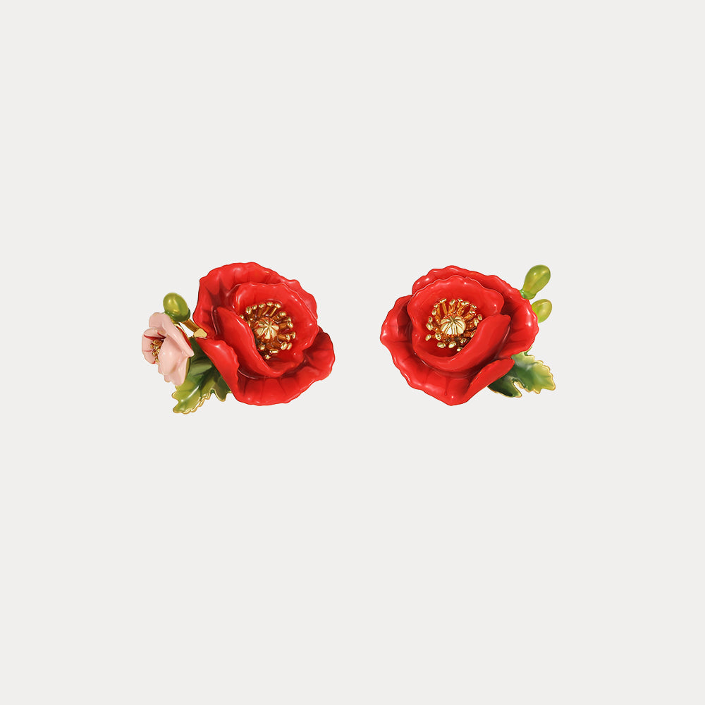 Enamel Poppy Earrings