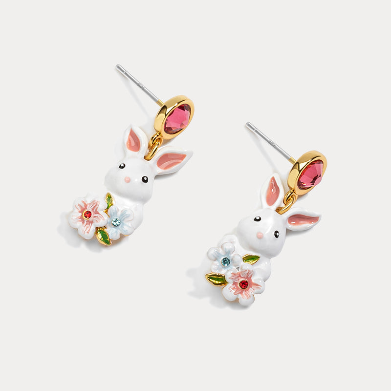 Cute Rabbit Enamel Earrings