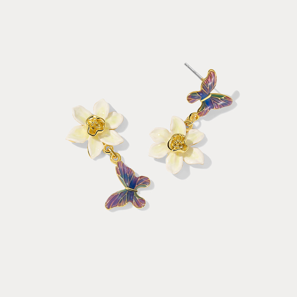 Daffodils & Butterfly Mismatch Earrings