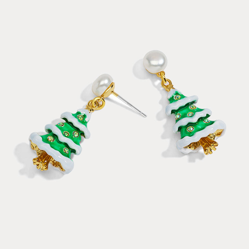 Enamel Christmas Tree Earrings