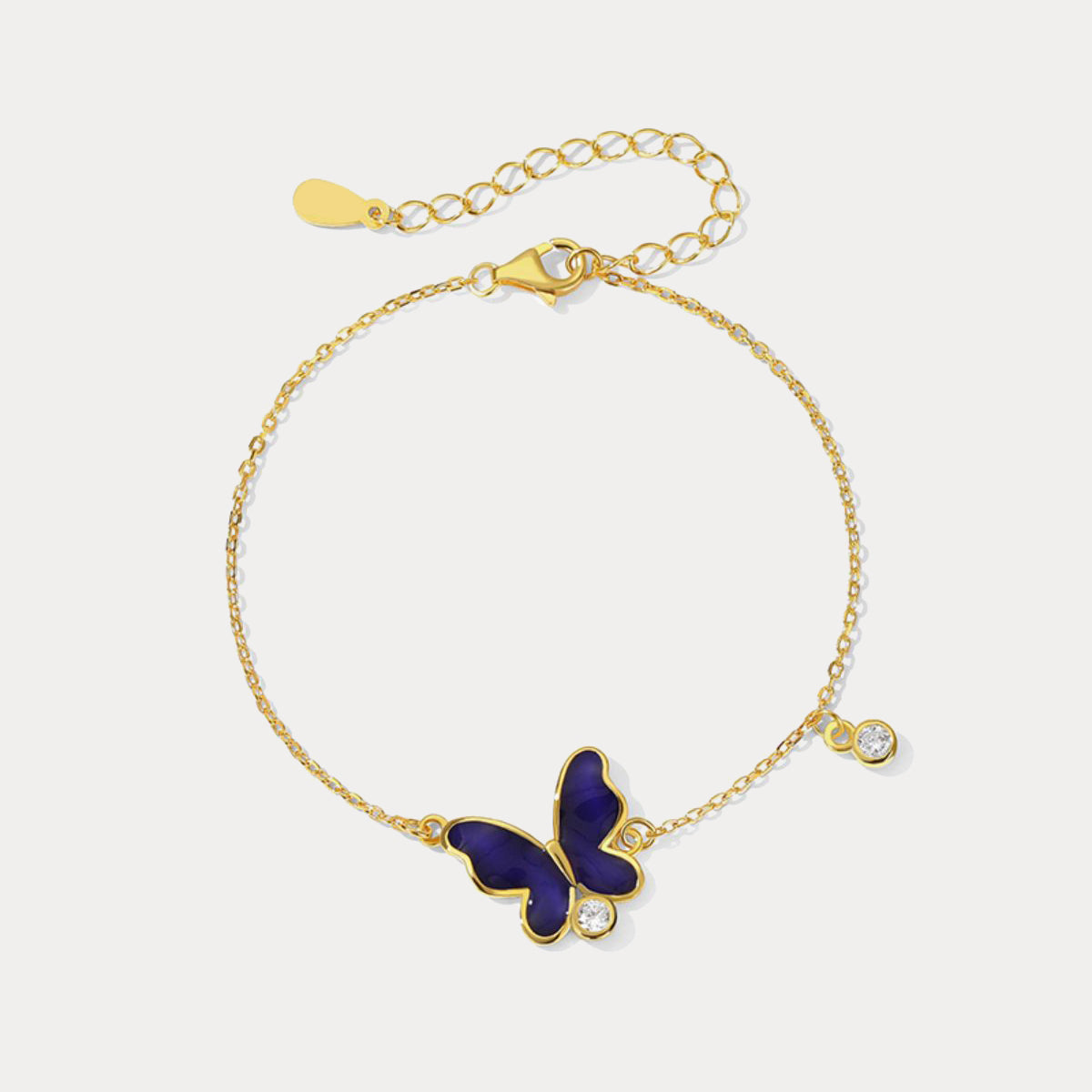 thermochromic purple butterfly enamel bracelet