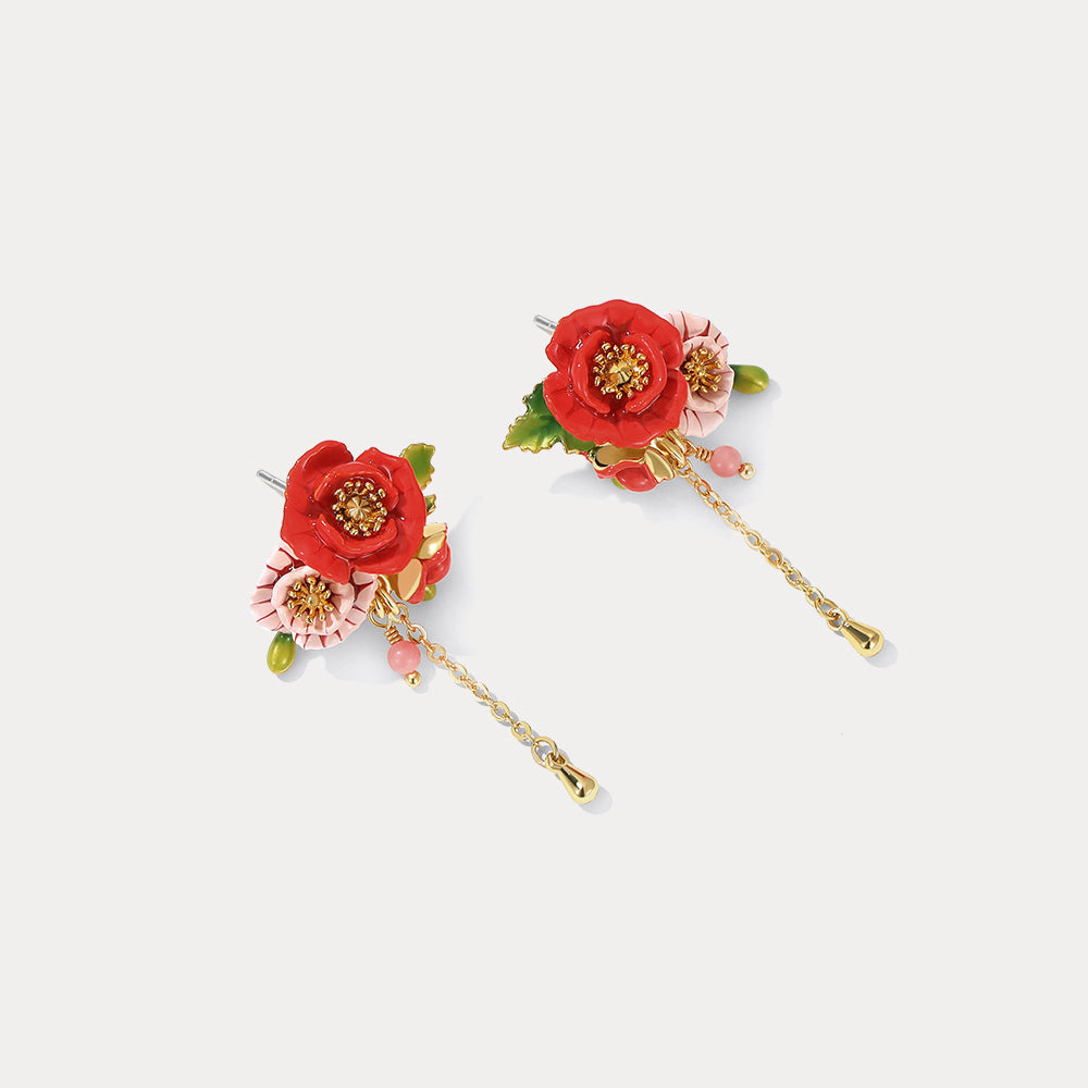 poppy flower earrings