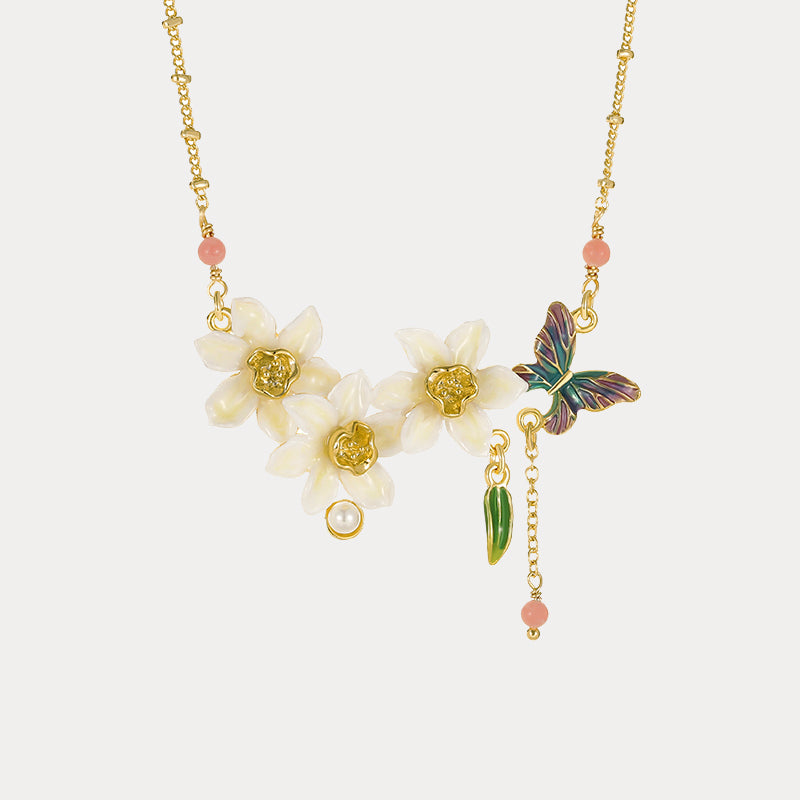 Selenichast Daffodils & Butterfly Necklace