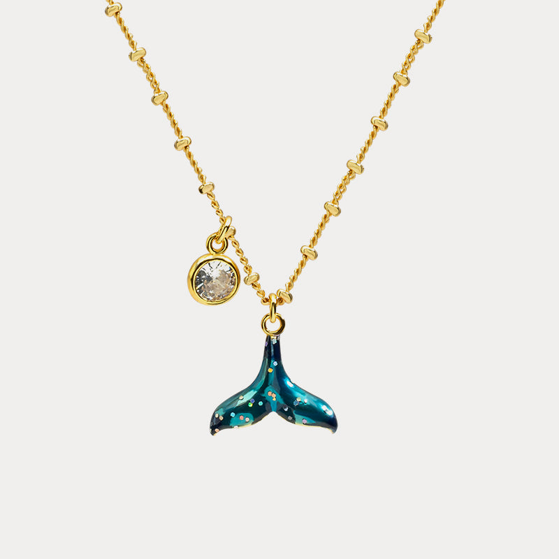 mermaid tail gold necklace 18k