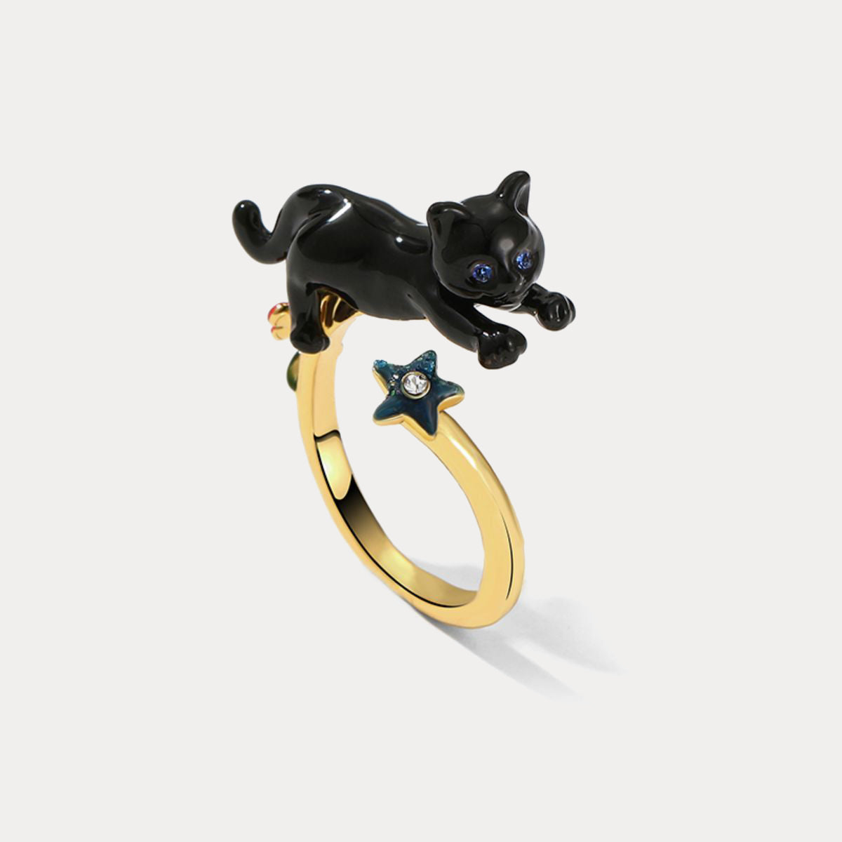 Selenichast black cat ring