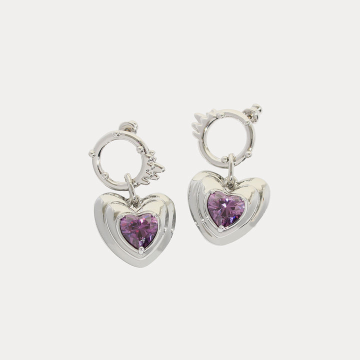 Selenichast love heart gem earrings