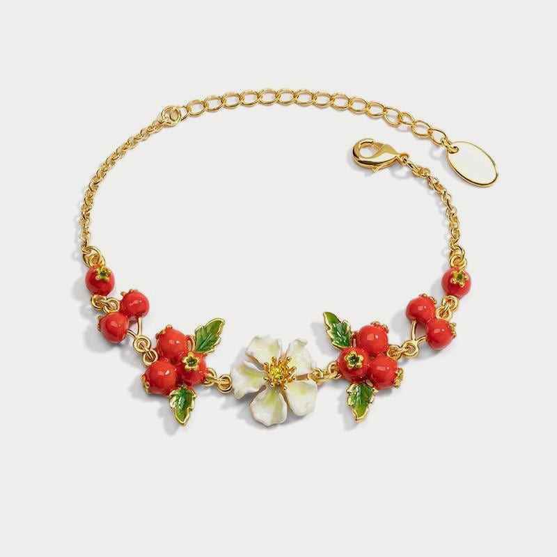 enamel cranberry flowers bracelet