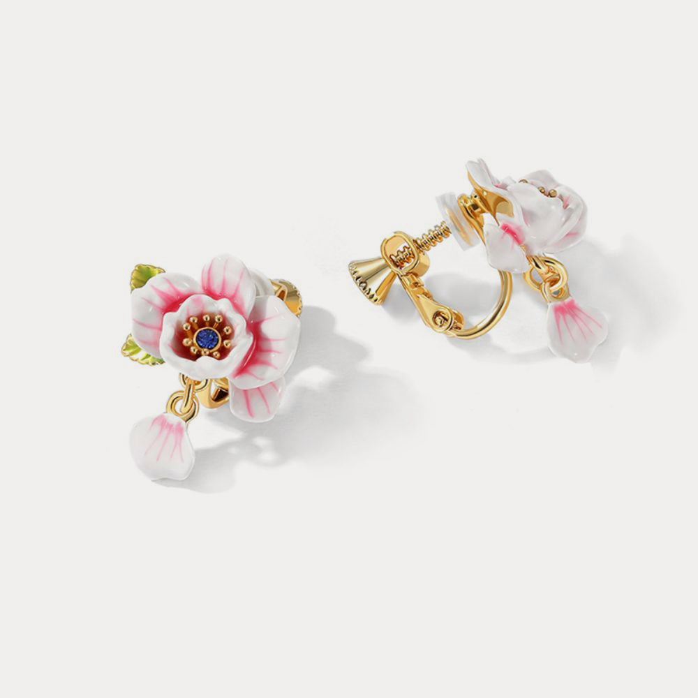 pink rose clip-on earrings
