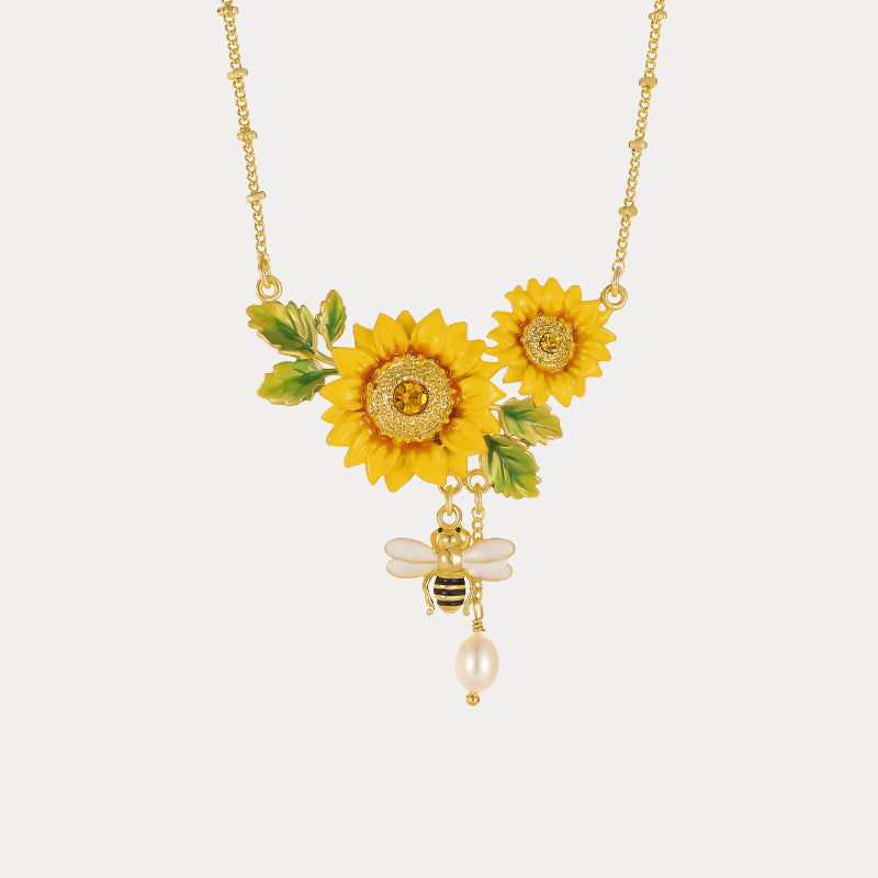 Selenichast Sunflower & Bee Necklace