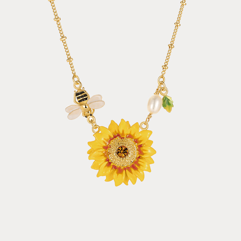 Selenichast Sunflower & Bee Necklace